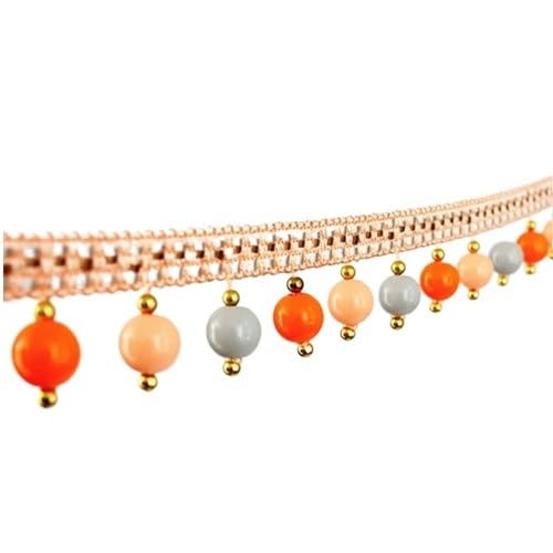 4,5 m elegante Spitzenborte mit hängenden Perlen und Quastenfransen – perfekt for Vorhänge, Sofas und Tischdecken(Oranje) von HEHEH