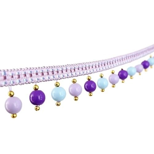 4,5 m elegante Spitzenborte mit hängenden Perlen und Quastenfransen – perfekt for Vorhänge, Sofas und Tischdecken(Purple) von HEHEH