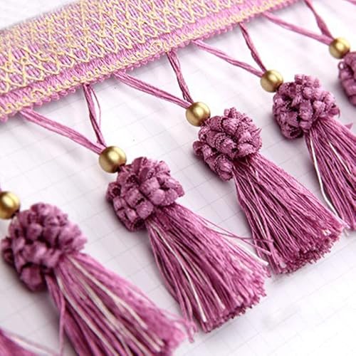 5 Meter Polyester-Vorhangbesatz mit Quasten – Dekoratives Nähband for Kleidungsstücke, Tischdecken und Bastelarbeiten(Dark Pink) von HEHEH