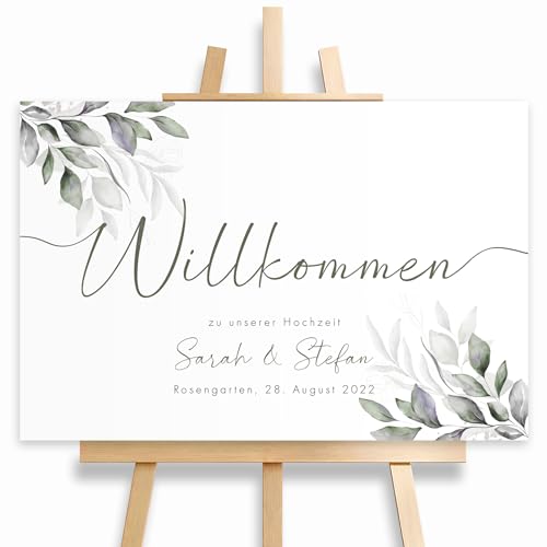 HEI Print Willkommensschild Hochzeit Greenery mit Datum und Namen, personalisierte Hochzeitsdeko, Willkommen Schild, Grün, Leinwand, 60x40 HEI Print Willkommensschild Hochzeit Greenery mit Datum und Namen, personalisierte Hochzeitsdeko, Willkommen Schild, Grün, Leinwand, 60x40 von HEI Print