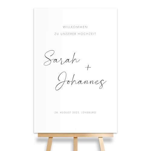 HEI Print Willkommensschild Hochzeit im modernen Stil mit Datum und Namen, personalisierte Hochzeitsdeko, Willkommen Schild, schwarz weiß, Leinwand, 60x40 (Hochformat) HEI Print Willkommensschild Hochzeit im modernen Stil mit Datum und Namen, personalisierte Hochzeitsdeko, Willkommen Schild, schwarz weiß, Leinwand, 60x40 (Hochformat) von HEI Print