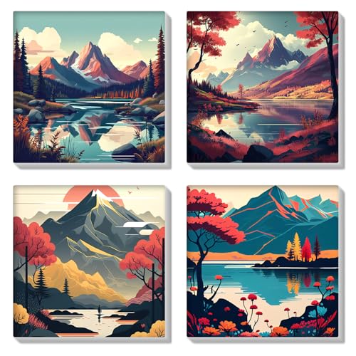 HEIBAGO 4 Pack Landschaft Malen nach Zahlen Mit Rahmen, DIY Berge Ölmalerei Malen nach Zahlen Kit für Erwachsene, Anfänger, Fluss Malen nach Zahlen Kunsthandwerk Bilder,8×8 inch HEIBAGO 4 Pack Landschaft Malen nach Zahlen Mit Rahmen, DIY Berge Ölmalerei Malen nach Zahlen Kit für Erwachsene, Anfänger, Fluss Malen nach Zahlen Kunsthandwerk Bilder,8×8 inch von HEIBAGO