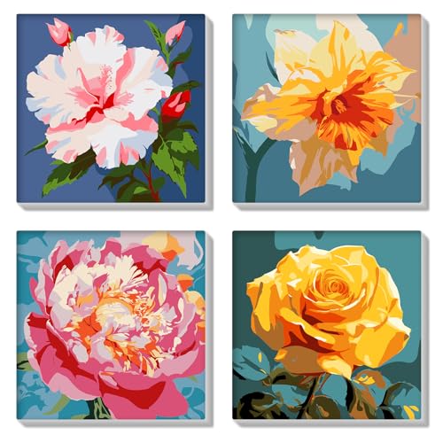 HEIBAGO 4 Pack Malen nach Zahlen Mit Rahmen, DIY Blumen Ölmalerei Malen nach Zahlen Kit für Erwachsene, Anfänger, Landschaft Malen nach Zahlen Kunsthandwerk Bilder,8×8 inch HEIBAGO 4 Pack Malen nach Zahlen Mit Rahmen, DIY Blumen Ölmalerei Malen nach Zahlen Kit für Erwachsene, Anfänger, Landschaft Malen nach Zahlen Kunsthandwerk Bilder,8×8 inch von HEIBAGO