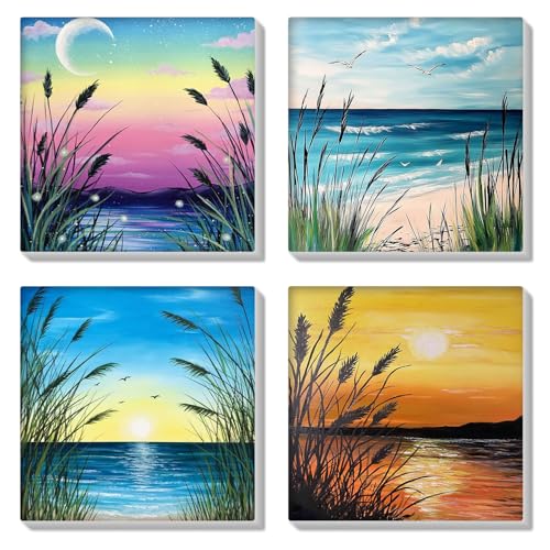 HEIBAGO 4 Pack Malen nach Zahlen Mit Rahmen, DIY Schilf Ölmalerei Malen nach Zahlen Kit für Erwachsene, Anfänger, Fluss Landschaft Malen nach Zahlen Kunsthandwerk Bilder,8×8 inch HEIBAGO 4 Pack Malen nach Zahlen Mit Rahmen, DIY Schilf Ölmalerei Malen nach Zahlen Kit für Erwachsene, Anfänger, Fluss Landschaft Malen nach Zahlen Kunsthandwerk Bilder,8×8 inch von HEIBAGO