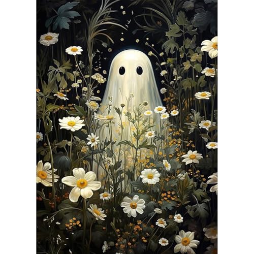 HEIBAGO 5D Diamond Painting Für Erwachsene, Halloween Gespenster Diamant Painting Set, DIY Full Drill Diamant Malerei Kits Blumen Diamond Art Bilder Für Anfänger, Home Dekor 30 * 40cm von HEIBAGO
