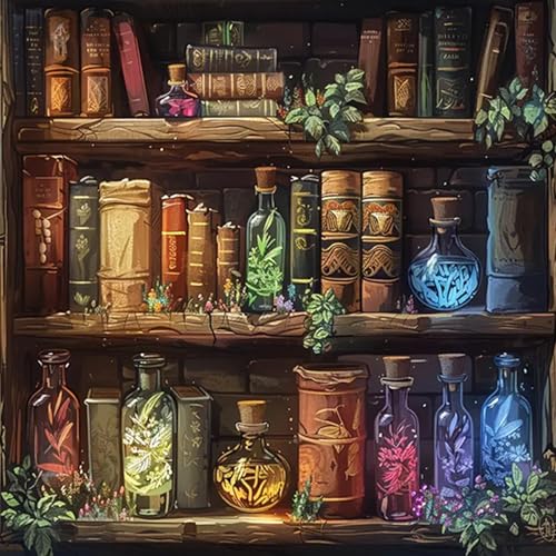 HEIBAGO 5D Diamond Painting Für Erwachsene, Halloween Magisches Rhinestone Embroidery Diamant Painting Set, DIY Full Drill Diamant Malerei Kits Bücherregal Diamond Art Bilder Für Home Dekor 30 * 40cm HEIBAGO 5D Diamond Painting Für Erwachsene, Halloween Magisches Rhinestone Embroidery Diamant Painting Set, DIY Full Drill Diamant Malerei Kits Bücherregal Diamond Art Bilder Für Home Dekor 30 * 40cm von HEIBAGO