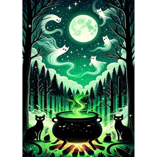 HEIBAGO 5D Diamond Painting Für Erwachsene, Halloween Zauber Strass-Stickerei Diamant Painting Set, DIY Full Drill Diamant Malerei Kits Geisterwald Diamond Art Bilder Für Anfänger, Home Dekor 30*40cm HEIBAGO 5D Diamond Painting Für Erwachsene, Halloween Zauber Strass-Stickerei Diamant Painting Set, DIY Full Drill Diamant Malerei Kits Geisterwald Diamond Art Bilder Für Anfänger, Home Dekor 30*40cm von HEIBAGO