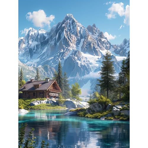 HEIBAGO 5D Diamond Painting Für Erwachsene, Landschaft Rhinestone Embroidery Diamant Painting Set, DIY Full Drill Diamant Malerei Kits Berge Diamond Art Bilder Für Anfänger, Home Dekor 30 * 40cm von HEIBAGO