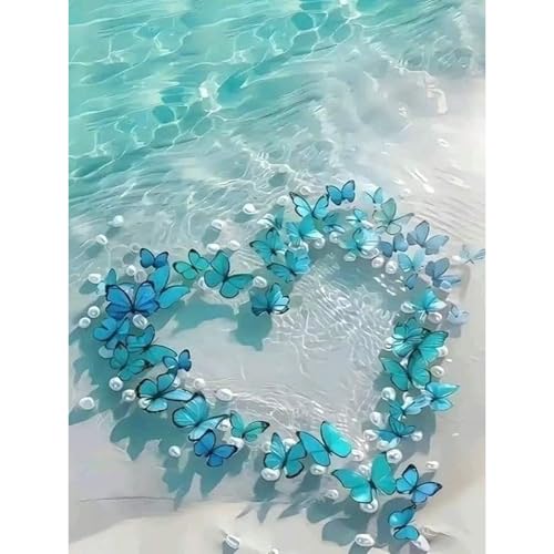 HEIBAGO 5D Diamond Painting Schmetterling, Meer Full Drill Diamant Painting Sets Für Erwachsene Anfänger, DIY Cross Embroidery Diamant Kunst Tier Diamond Art Bilder Für Home Wand Dekor 30 * 40cm von HEIBAGO