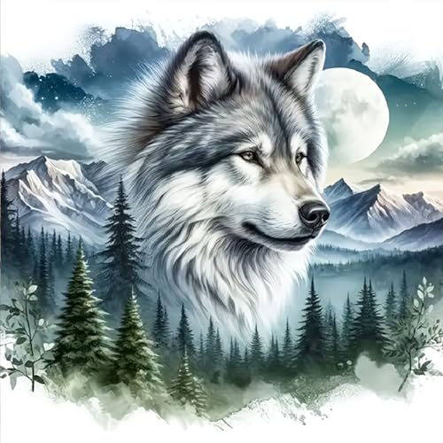 HEIBAGO 5D Diamond Painting Wolf, Tier Full Drill Diamant Painting Set Für Erwachsene, DIY Cross Embroidery Diamant Kunst Wald Diamond Art Bilder Für Home Dekor 30 * 30cm HEIBAGO 5D Diamond Painting Wolf, Tier Full Drill Diamant Painting Set Für Erwachsene, DIY Cross Embroidery Diamant Kunst Wald Diamond Art Bilder Für Home Dekor 30 * 30cm von HEIBAGO