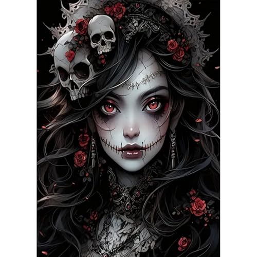 HEIBAGO 5D Halloween Diamond Painting Hexe, Gothic Full Drill Diamant Painting Sets Für Erwachsene, DIY Cross Embroidery Diamant Kunst Halloween Diamond Art Bilder Für Home Wand Dekor 30 * 40cm HEIBAGO 5D Halloween Diamond Painting Hexe, Gothic Full Drill Diamant Painting Sets Für Erwachsene, DIY Cross Embroidery Diamant Kunst Halloween Diamond Art Bilder Für Home Wand Dekor 30 * 40cm von HEIBAGO