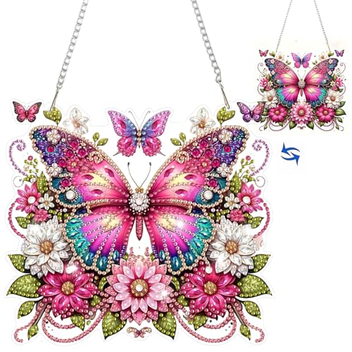 HEIBAGO Blume Diamond Painting Anhänger Für Erwachsene, 5D DIY Schmetterling Besonders Geformt Diamond Painting Ornament, Tier Kristall Strasssteine Fensterdeko Hängend für Wanddekor HEIBAGO Blume Diamond Painting Anhänger Für Erwachsene, 5D DIY Schmetterling Besonders Geformt Diamond Painting Ornament, Tier Kristall Strasssteine Fensterdeko Hängend für Wanddekor von HEIBAGO