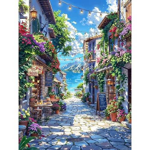 HEIBAGO Blumenhaus 5D Diamond Painting, Innenhof Full Drill Diamant Painting Sets Für Erwachsene, DIY Cross Embroidery Diamant Kunst Landschaft Diamond Art Bilder Für Home Wand Dekor 30 * 40cm HEIBAGO Blumenhaus 5D Diamond Painting, Innenhof Full Drill Diamant Painting Sets Für Erwachsene, DIY Cross Embroidery Diamant Kunst Landschaft Diamond Art Bilder Für Home Wand Dekor 30 * 40cm von HEIBAGO