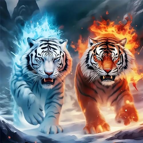 HEIBAGO Diamond Painting Adult Diamond Pictures Tiger 5D DIY Diamond Painting Pictures Diamond Painting Set, Tiere Craft Set Adults Children Painting Embroidery for Home Wall Decor 30 x 30 cm von HEIBAGO