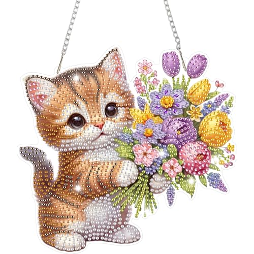 HEIBAGO Diamond Painting Anhänger Für Anfänger, 5D Diamond Painting Fensterbilder Tiere mit Kette,DIY Besonders Geformt Katze Kristall Hängen Diamant Painting Edelstein Kunst für Wanddekor HEIBAGO Diamond Painting Anhänger Für Anfänger, 5D Diamond Painting Fensterbilder Tiere mit Kette,DIY Besonders Geformt Katze Kristall Hängen Diamant Painting Edelstein Kunst für Wanddekor von HEIBAGO
