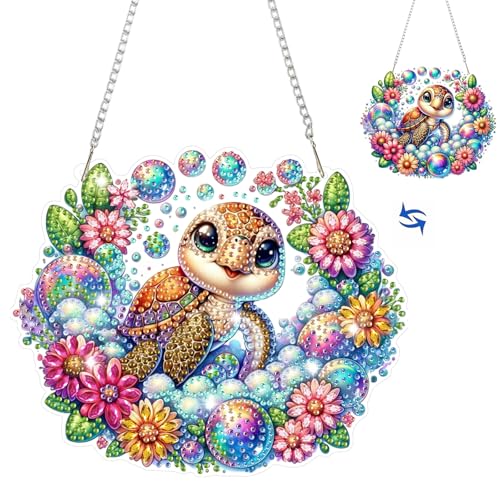 HEIBAGO Diamond Painting Pendant Tiere, Diamant Malerei Kits Schildkröten, Diamond Painting Blumen Pictures with Chain, 5D Diamant Painting Pictures Children for Window, Wall and Entrance Decor HEIBAGO Diamond Painting Pendant Tiere, Diamant Malerei Kits Schildkröten, Diamond Painting Blumen Pictures with Chain, 5D Diamant Painting Pictures Children for Window, Wall and Entrance Decor von HEIBAGO