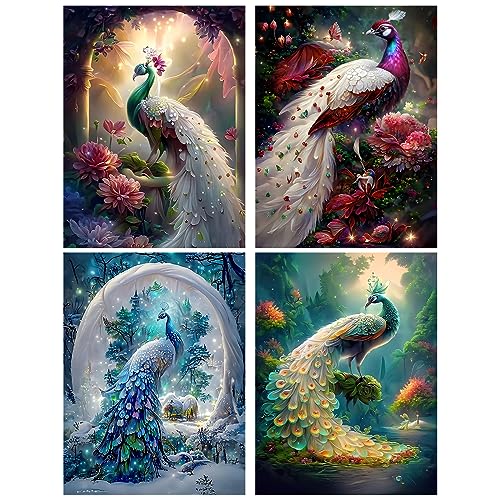 HEIBAGO Diamond Painting Pfau, 4 Pack Pfau Diamant Painting Bilder für Erwachsene Kinder, Full Drill Diamond Art Tiere Diamant Malerei Set für Heimdecor 30x40cm HEIBAGO Diamond Painting Pfau, 4 Pack Pfau Diamant Painting Bilder für Erwachsene Kinder, Full Drill Diamond Art Tiere Diamant Malerei Set für Heimdecor 30x40cm von HEIBAGO