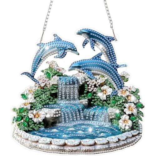 HEIBAGO Hängend Diamond Painting Für Erwachsene, 5D DIY Delphin Besonders Geformt Diamant Painting Anhänger Ornament, Brunnen Kristall Strasssteine Diamond Painting Fensterbilder für Wanddekor HEIBAGO Hängend Diamond Painting Für Erwachsene, 5D DIY Delphin Besonders Geformt Diamant Painting Anhänger Ornament, Brunnen Kristall Strasssteine Diamond Painting Fensterbilder für Wanddekor von HEIBAGO
