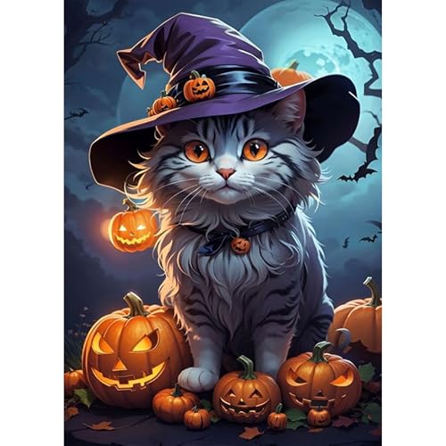 HEIBAGO Halloween Katze Diamond Painting Für Anfänger,5D Halloween Kürbis Full Drill Diamant Painting Erwachsene, DIY Cross Embroidery Diamant Kunst Sets Tiere Diamond Art Bilder Für Wanddekor 30*40cm HEIBAGO Halloween Katze Diamond Painting Für Anfänger,5D Halloween Kürbis Full Drill Diamant Painting Erwachsene, DIY Cross Embroidery Diamant Kunst Sets Tiere Diamond Art Bilder Für Wanddekor 30*40cm von HEIBAGO