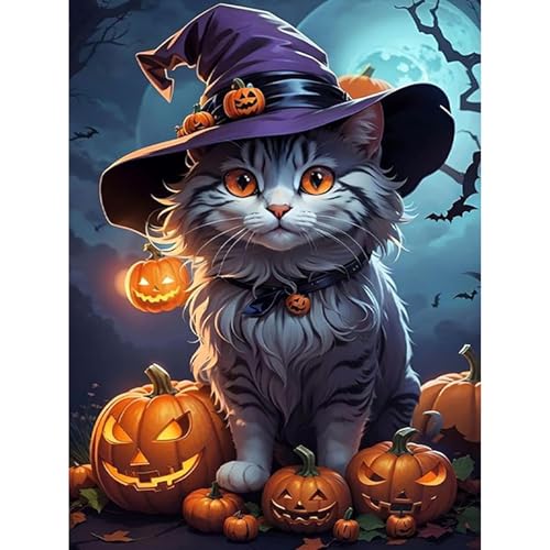 HEIBAGO Halloween Katze Malen nach Zahlen für Erwachsene,Kürbis Ölmalerei Malen nach Zahlen Kits für Anfänger, DIY Malen nach Zahlen Leinwand Tiere Kunstbilder für Wanddekor,30X40cm HEIBAGO Halloween Katze Malen nach Zahlen für Erwachsene,Kürbis Ölmalerei Malen nach Zahlen Kits für Anfänger, DIY Malen nach Zahlen Leinwand Tiere Kunstbilder für Wanddekor,30X40cm von HEIBAGO