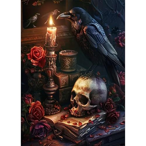 HEIBAGO Halloween Krähe Diamond Painting Für Anfänger, 5D Halloween Skelett Full Drill Diamant Painting Erwachsene, DIY Cross Embroidery Diamant Kunst Sets Diamond Art Bilder Für Wanddekor 30 * 40cm HEIBAGO Halloween Krähe Diamond Painting Für Anfänger, 5D Halloween Skelett Full Drill Diamant Painting Erwachsene, DIY Cross Embroidery Diamant Kunst Sets Diamond Art Bilder Für Wanddekor 30 * 40cm von HEIBAGO