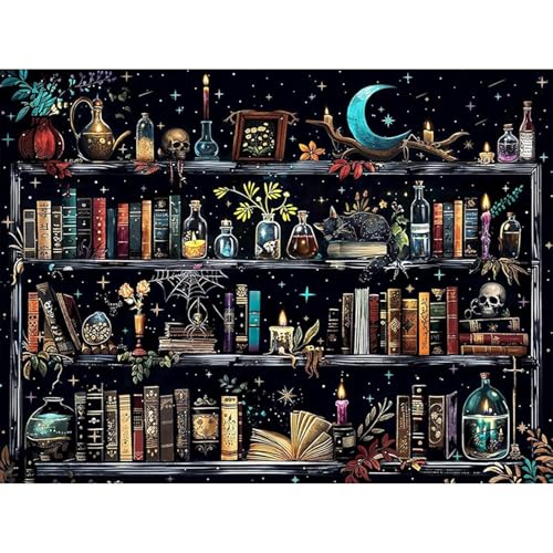 HEIBAGO Halloween Malen nach Zahlen für Erwachsene, Bücherregal Ölmalerei Malen nach Zahlen Kits für Anfänger, DIY Malen nach Zahlen Leinwand Zaubertrank Kunstbilder für Wanddekor,30X40cm HEIBAGO Halloween Malen nach Zahlen für Erwachsene, Bücherregal Ölmalerei Malen nach Zahlen Kits für Anfänger, DIY Malen nach Zahlen Leinwand Zaubertrank Kunstbilder für Wanddekor,30X40cm von HEIBAGO