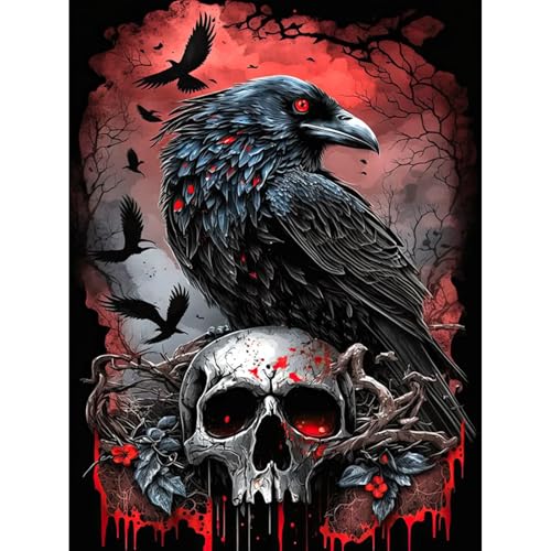 HEIBAGO Halloween Malen nach Zahlen für Erwachsene, Halloween Skelette Tiere Ölmalerei Malen nach Zahlen Kits für Anfänger, DIY Malen nach Zahlen Leinwand Krähe Kunstbilder für Wanddekor,30X40cm HEIBAGO Halloween Malen nach Zahlen für Erwachsene, Halloween Skelette Tiere Ölmalerei Malen nach Zahlen Kits für Anfänger, DIY Malen nach Zahlen Leinwand Krähe Kunstbilder für Wanddekor,30X40cm von HEIBAGO