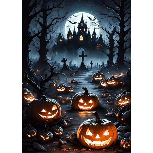 HEIBAGO Halloween Schloss Diamond Painting Für Anfänger, 5D Kürbis Full Drill Diamant Painting Erwachsene, DIY Cross Embroidery Diamant Kunst Sets Halloween Diamond Art Bilder Für Wanddekor 30 * 40cm HEIBAGO Halloween Schloss Diamond Painting Für Anfänger, 5D Kürbis Full Drill Diamant Painting Erwachsene, DIY Cross Embroidery Diamant Kunst Sets Halloween Diamond Art Bilder Für Wanddekor 30 * 40cm von HEIBAGO
