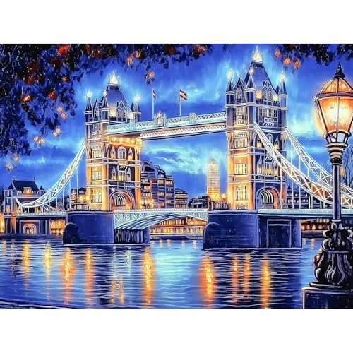 HEIBAGO Landschaft Diamond Painting Adult Diamond Pictures Brücke 5D DIY Diamond Painting Pictures Diamond Painting Set, Craft Set Adults Children Painting Embroidery for Home Wall Decor 30 x 40 cm von HEIBAGO