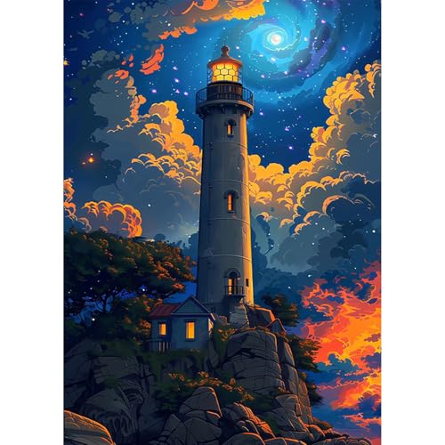 HEIBAGO Lichthaus Diamond Painting Für Anfänger, 5D Sternenhimmel Full Drill Diamant Painting, DIY Cross Embroidery Diamant Kunst Sets Landschaft Diamond Art Bilder Für Gifts, Wanddekor 30 * 40cm HEIBAGO Lichthaus Diamond Painting Für Anfänger, 5D Sternenhimmel Full Drill Diamant Painting, DIY Cross Embroidery Diamant Kunst Sets Landschaft Diamond Art Bilder Für Gifts, Wanddekor 30 * 40cm von HEIBAGO