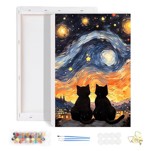 HEIBAGO Malen nach Zahlen Mit Rahmen Sternenhimmel, DIY Katze Ölmalerei Malen nach Zahlen Kit für Erwachsene, Tier Malen nach Zahlen Kunsthandwerk Bilder für Wohnkultur,20x30cm HEIBAGO Malen nach Zahlen Mit Rahmen Sternenhimmel, DIY Katze Ölmalerei Malen nach Zahlen Kit für Erwachsene, Tier Malen nach Zahlen Kunsthandwerk Bilder für Wohnkultur,20x30cm von HEIBAGO