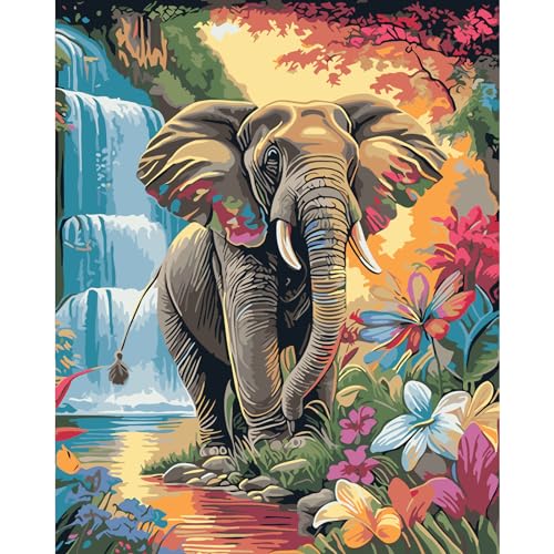 HEIBAGO Malen nach Zahlen für Erwachsene, DIY Elefant Malen nach Zahlen Bausätze für Anfänger, Malen nach Zahlen Bausätze für Anfänger Ölfarbe nach Zahlen Blumen Kunstwerk Bilder für Wanddekor HEIBAGO Malen nach Zahlen für Erwachsene, DIY Elefant Malen nach Zahlen Bausätze für Anfänger, Malen nach Zahlen Bausätze für Anfänger Ölfarbe nach Zahlen Blumen Kunstwerk Bilder für Wanddekor von HEIBAGO