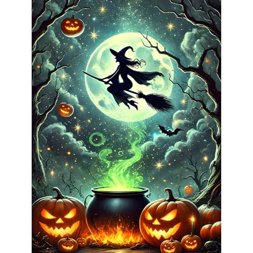 HEIBAGO Malen nach Zahlen für Erwachsene, DIY Halloween Zauber Malen nach Zahlen Bausätze, Malen nach Zahlen Bausätze für Anfänger Ölfarbe nach Zahlen Hexe Kunsthandwerk Bilder für Wanddekor,30X40cm von HEIBAGO
