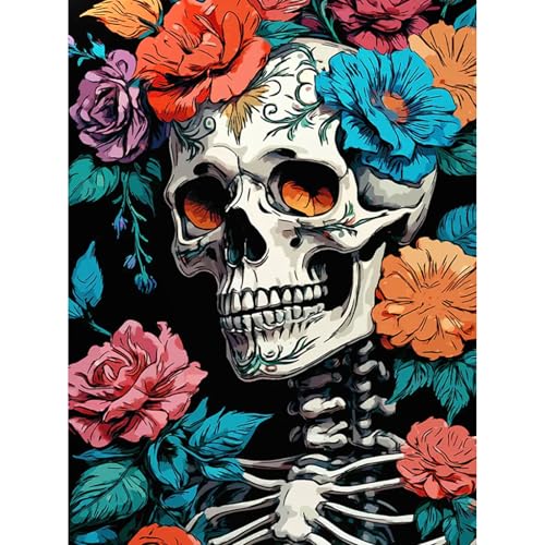 HEIBAGO Malen nach Zahlen für Erwachsene, Halloween Skelett Ölmalerei Malen nach Zahlen Kits für Anfänger, DIY Malen nach Zahlen Leinwand Blume Kunstbilder für Wanddekor,30X40cm HEIBAGO Malen nach Zahlen für Erwachsene, Halloween Skelett Ölmalerei Malen nach Zahlen Kits für Anfänger, DIY Malen nach Zahlen Leinwand Blume Kunstbilder für Wanddekor,30X40cm von HEIBAGO