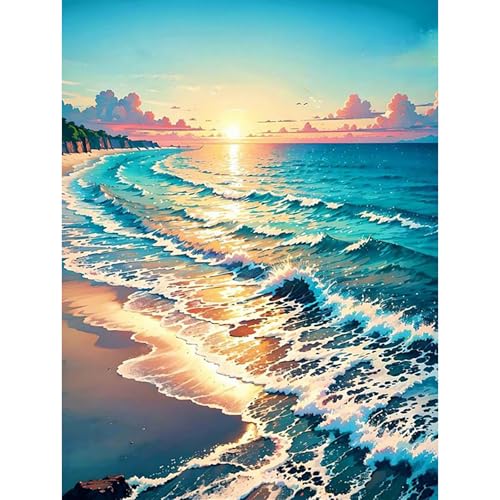 HEIBAGO Meer Diamond Painting Für Anfänger, 5D Sonnenuntergang Full Drill Diamant Painting Erwachsene, DIY Cross Embroidery Diamant Kunst Sets Landschaft Diamond Art Bilder Für Wanddekor 30 * 40cm HEIBAGO Meer Diamond Painting Für Anfänger, 5D Sonnenuntergang Full Drill Diamant Painting Erwachsene, DIY Cross Embroidery Diamant Kunst Sets Landschaft Diamond Art Bilder Für Wanddekor 30 * 40cm von HEIBAGO