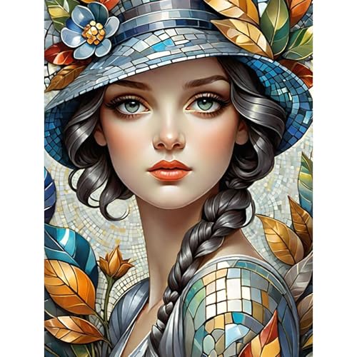 HEIBAGO Schönheit Diamond Painting Für Anfänger, 5D Frauen Full Drill Diamant Painting Erwachsene, DIY Cross Embroidery Diamant Kunst Sets Blume Diamond Art Bilder Für Wanddekor 30 * 40cm von HEIBAGO