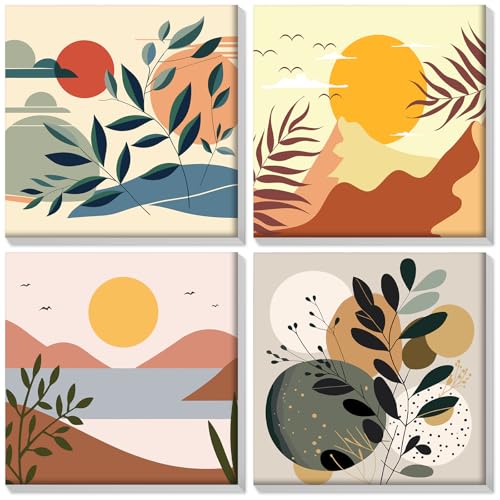 HEIBAGO Set of 4 Malen nach Zahlen für Erwachsene Mit Rahmen, DIY Boho Style Malen nach Zahlen Kits für Anfänger, Ölmalerei Kunst Handwerk Bilder für Wanddekoration, 8×8 inch HEIBAGO Set of 4 Malen nach Zahlen für Erwachsene Mit Rahmen, DIY Boho Style Malen nach Zahlen Kits für Anfänger, Ölmalerei Kunst Handwerk Bilder für Wanddekoration, 8×8 inch von HEIBAGO