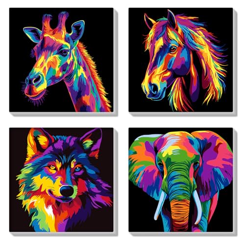HEIBAGO Set of 4 Malen nach Zahlen für Erwachsene Mit Rahmen, DIY Bunte Malen nach Zahlen Kits für Anfänger, Tiere Ölmalerei Kunst Handwerk Bilder für Wanddekoration, 8×8 inch HEIBAGO Set of 4 Malen nach Zahlen für Erwachsene Mit Rahmen, DIY Bunte Malen nach Zahlen Kits für Anfänger, Tiere Ölmalerei Kunst Handwerk Bilder für Wanddekoration, 8×8 inch von HEIBAGO