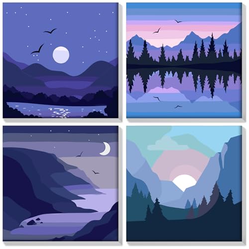 HEIBAGO Set of 4 Malen nach Zahlen für Erwachsene Mit Rahmen, DIY Landschaft Malen nach Zahlen Kits für Anfänger, Ölmalerei Kunst Handwerk Bilder für Wanddekoration, 8×8 inch HEIBAGO Set of 4 Malen nach Zahlen für Erwachsene Mit Rahmen, DIY Landschaft Malen nach Zahlen Kits für Anfänger, Ölmalerei Kunst Handwerk Bilder für Wanddekoration, 8×8 inch von HEIBAGO