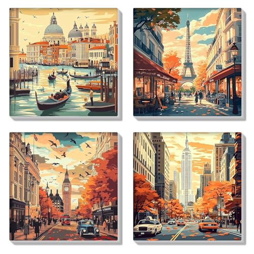 HEIBAGO Set of 4 Malen nach Zahlen für Erwachsene Mit Rahmen, DIY Landschaft Malen nach Zahlen Kits für Anfänger, Ölmalerei Kunst Handwerk Bilder für Wanddekoration, 8×8 inch HEIBAGO Set of 4 Malen nach Zahlen für Erwachsene Mit Rahmen, DIY Landschaft Malen nach Zahlen Kits für Anfänger, Ölmalerei Kunst Handwerk Bilder für Wanddekoration, 8×8 inch von HEIBAGO
