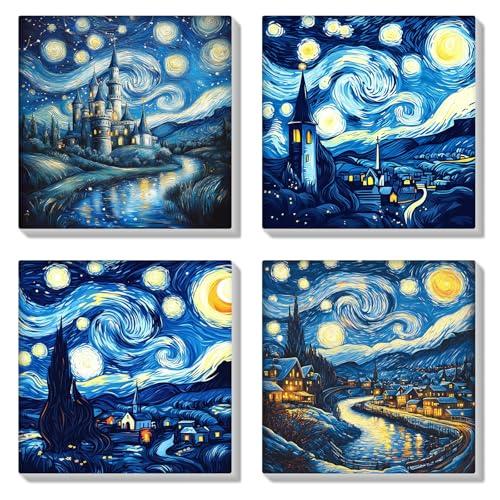 HEIBAGO Set of 4 Malen nach Zahlen für Erwachsene Mit Rahmen, DIY Sternenhimmel Malen nach Zahlen Kits für Anfänger, Schloss Ölmalerei Kunst Handwerk Bilder für Wanddekoration, 8×8 inch HEIBAGO Set of 4 Malen nach Zahlen für Erwachsene Mit Rahmen, DIY Sternenhimmel Malen nach Zahlen Kits für Anfänger, Schloss Ölmalerei Kunst Handwerk Bilder für Wanddekoration, 8×8 inch von HEIBAGO