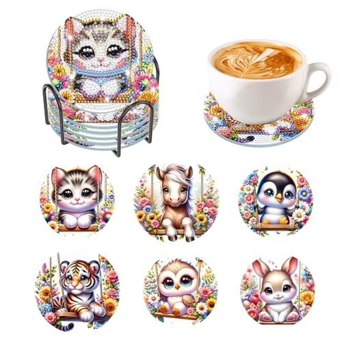 HEIBAGO Tier Diamond Painting Untersetzer mit Halter für Erwachsene, 6 Pack Blume DIY Diamant Malerei Untersetzer für Kinder, Diamant Kunst Untersetzer Kits Pinguin Kunsthandwerk Für Home Wand Dekor HEIBAGO Tier Diamond Painting Untersetzer mit Halter für Erwachsene, 6 Pack Blume DIY Diamant Malerei Untersetzer für Kinder, Diamant Kunst Untersetzer Kits Pinguin Kunsthandwerk Für Home Wand Dekor von HEIBAGO