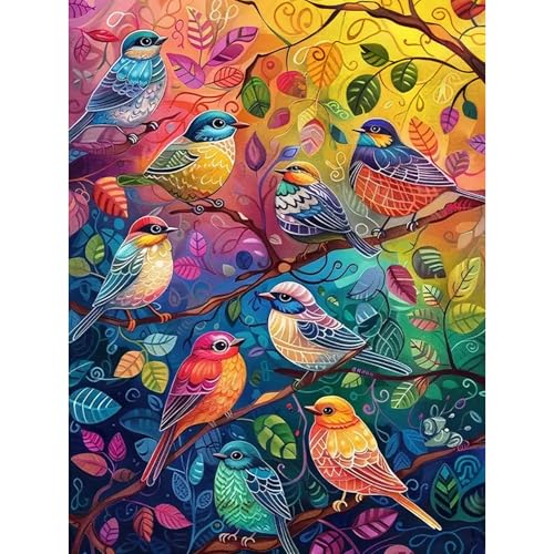 HEIBAGO Vogel auf Ast Stehend Diamond Painting Für Anfänger, 5D Tier Full Drill Diamant Painting Erwachsene, DIY Cross Embroidery Diamant Kunst Sets Diamond Art Bilder Für Wanddekor 30 * 40cm von HEIBAGO