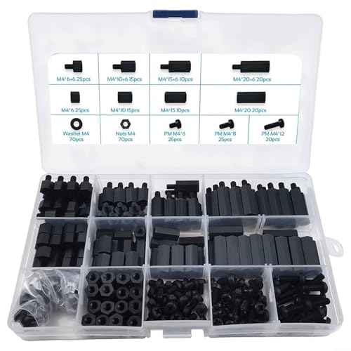 Ausreichend verpackte 350 Stück Nylon-Abstandshalter, Schrauben und Muttern für effiziente Elektronik-Montageaufgaben von HEIBTENY