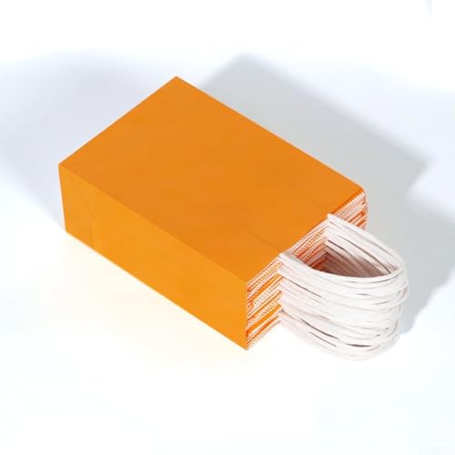 Großpackung mit 50 recycelten Papiertüten zum Basteln und Einkaufen, starke Griffe für einfache Verwendung (Orange (25 Stück + 21 x 11 x 27 cm) von HEIBTENY