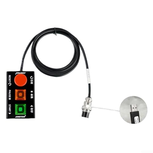 HEIBTENY CNC-Maschinenfußschalter, Steuerung, Einzeltaste, Start-Stopp-Pedal mit Luftfahrtanschluss, Gehäuse aus Aluminiumlegierung für Graviermaschine (USB) von HEIBTENY