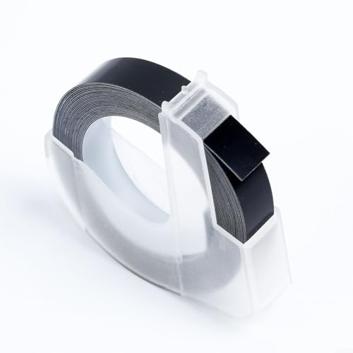 Mehrfarbiges Etikettenband, 9 mm x 3 m, kompatibel mit Motex, Material (schwarz) von HEIBTENY
