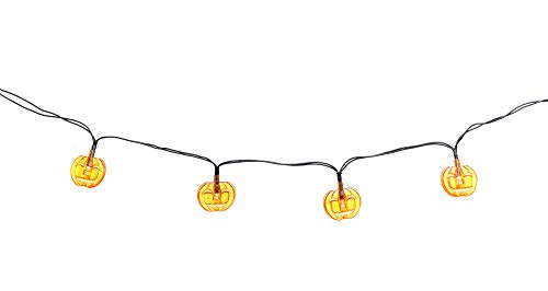HEITMANN DECO - Halloween Kürbis Lichterkette, 10 LEDs, Batteriebetrieben (2xAA), Stimmungsvolle Halloween Lichterketten in Orange, ca. 90 cm, Energieklasse A+ von HEITMANN DECO