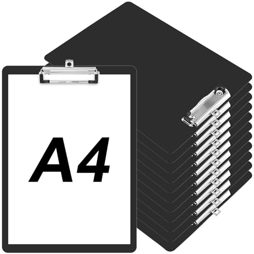 HEIYUET 12 Stück Schreibbrett Klemmbrett A4 Plastik, Klemmbretter A4 Kunststoff mit Metallklemme und Aufhängeose, Schwarz Schreibplatte A4 Clipboard für Büro, Restaurant, Schule HEIYUET 12 Stück Schreibbrett Klemmbrett A4 Plastik, Klemmbretter A4 Kunststoff mit Metallklemme und Aufhängeose, Schwarz Schreibplatte A4 Clipboard für Büro, Restaurant, Schule von HEIYUET