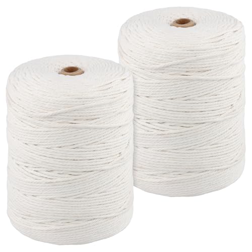 HEIYUET 2 Stück Baumwolle Makramee Garn 3mm x 300m, weiß Baumwollgarn Geflochten Baumwollkordel Baumwollschnur Baumwollseil für DIY Handwerk Basteln Stricken Boho Dekoration HEIYUET 2 Stück Baumwolle Makramee Garn 3mm x 300m, weiß Baumwollgarn Geflochten Baumwollkordel Baumwollschnur Baumwollseil für DIY Handwerk Basteln Stricken Boho Dekoration von HEIYUET